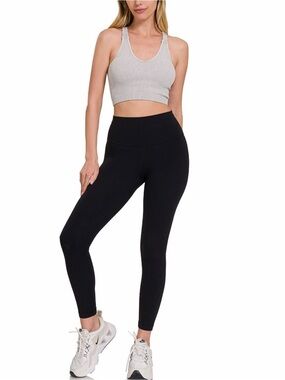 Zenana Mineral Washed Brami Ribbed V-Neck Crop Bra Tank Various Sizes & Colors